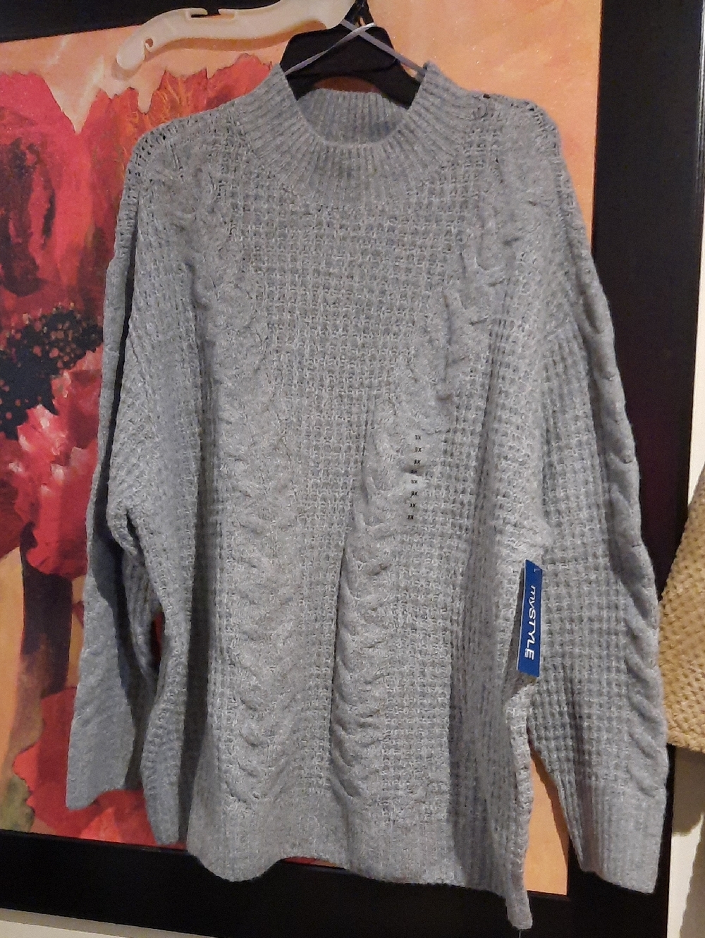 🌻NWT Cozy Crewneck Cable Knit Sweater - Light Gray Plus Size 3X